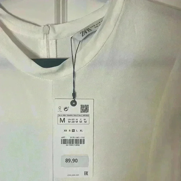 NWT Zara White Flowy Midi Back Slit Dress - Picture 9 of 11